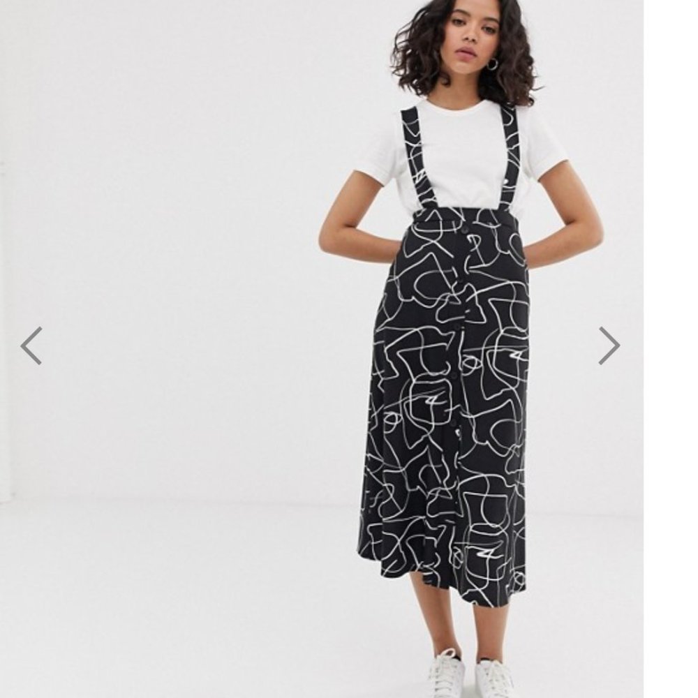 ASOS button front midi pinafore skirt NWT